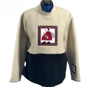 Croft & Barrow Christmas Santa Sherpa Holiday Pullover Sweater, Sz 3X NWT
